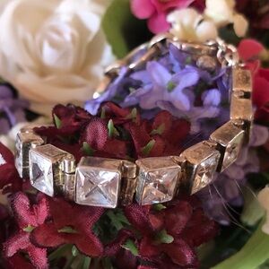 Vintage Silpada Sterling Silver and Faceted Square Cubic Zirconia Bracelet B0994
